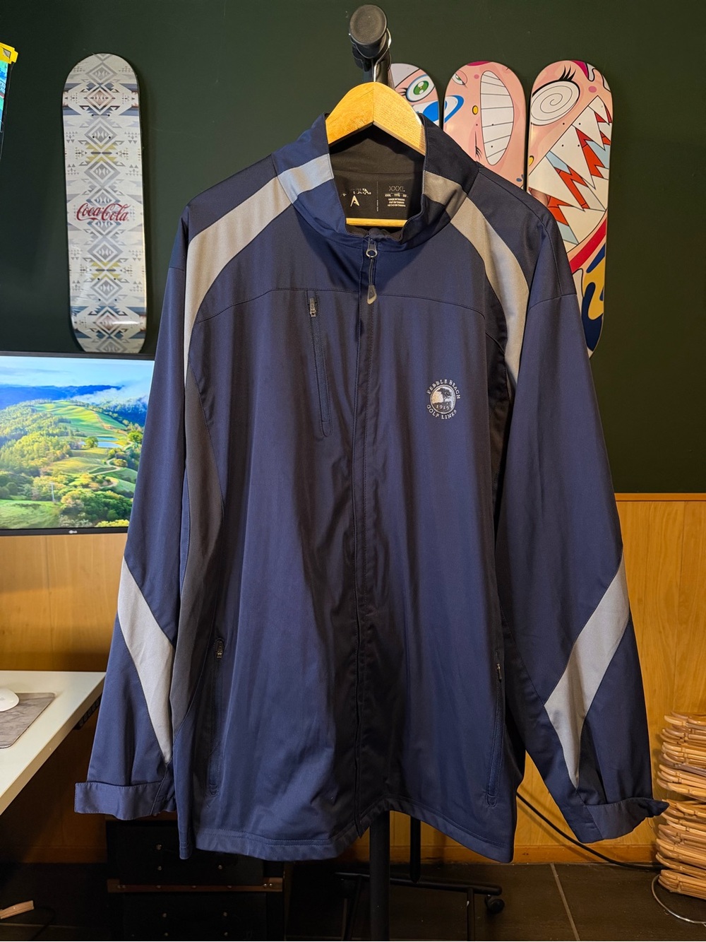 Pebble Beach Monterey California Golf Links Navy & Gray Windbreaker Jacket